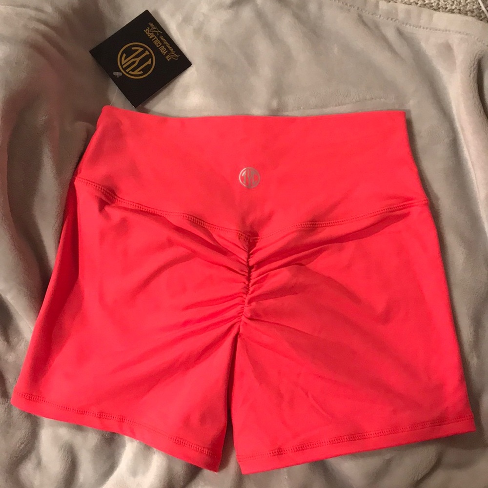 TYC Neon Coral Spandex Shorts - High Waisted
